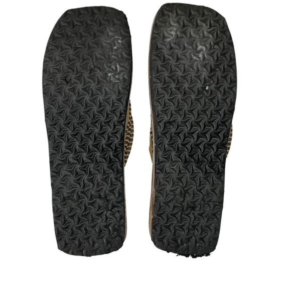 Carved Wooden Japanese Inspired Raffia Flip Flop Platform Thong Sandals Sz 6/6.5 - Picture 8 of 9